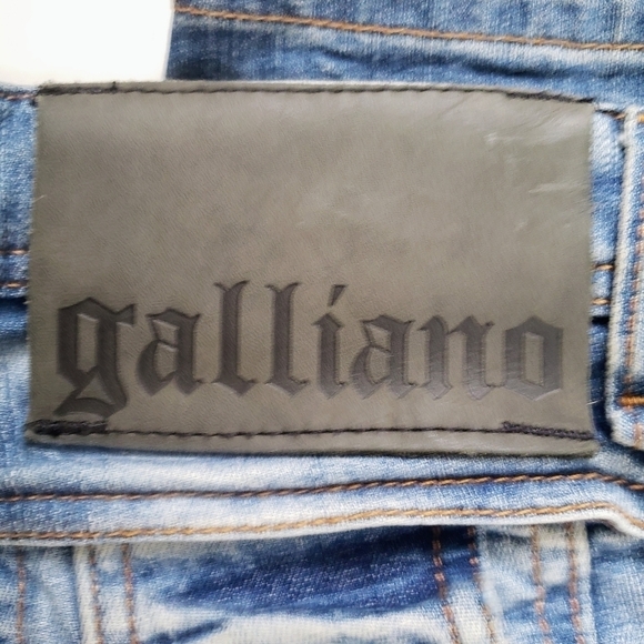 John Galliano Slim Skinny Jeans Studded Distressed Light Wash Italy Size 30 - Picture 7 of 11